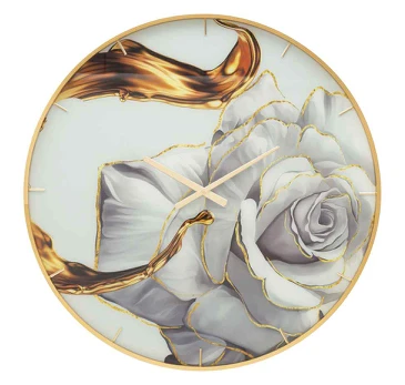 Sieninis laikrodis Glass Rose, Ø 80 × 5 cm