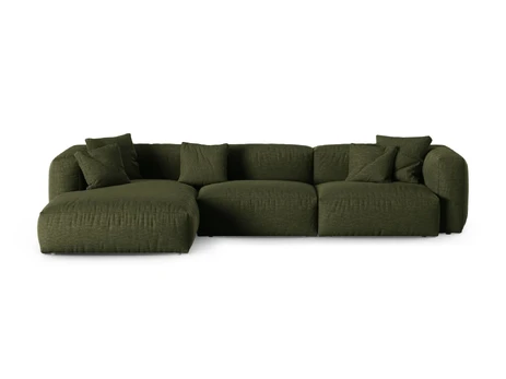 Modular Left Corner Sofa, "Martina", 3 Seats, 370x176x75, Green