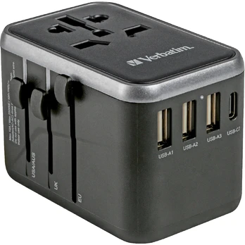 Verbatim UTA-04 UNIV.TRAVEL ADAPTER/1XUSB-C PD61W+QC3.0/1XUSB-C/3XA