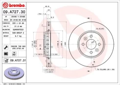 Stabdžių diskas BREMBO 09.A727.31 kaina
