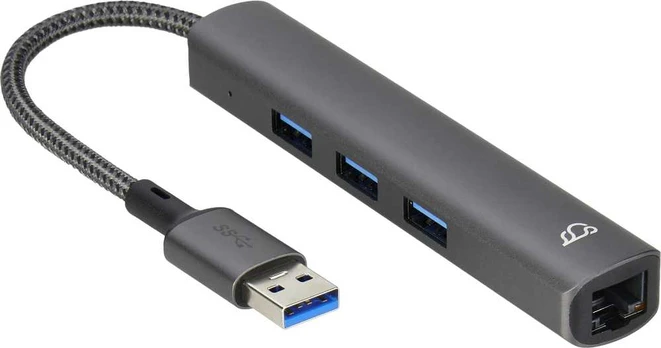 Bluecloud USB-A-Hubi ja gigabit ethernet, 4 porttia