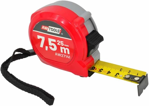 AW-Tools AWTOOLS MIARA ZWIJANA COMPACT 7,5m x 25mm ABS 2-STOP