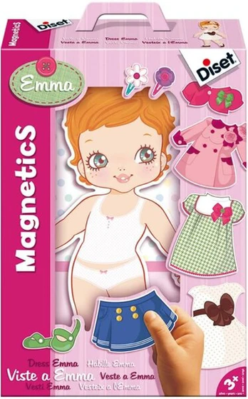 Magnetinė lėlė didele Emma su drabužiais, Diset 63209