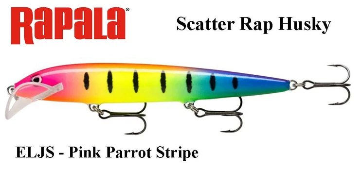 Vobleris Rapala Scatter Rap Husky ELJS - Pink Parrot Stripe 13 cm