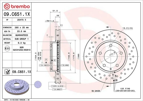 Stabdžių diskas BREMBO 09.C651.1X