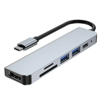 Pilkas adapteris - šakotuvas "Tech-Protect V4-Hub 6in1"