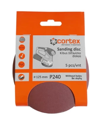 Šlifavimo diskas CORTEX, P240, 125 mm, 5 vnt.