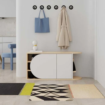 TV staliukas Batų spintelė Nova Shoe Bench - Oak, Baltas