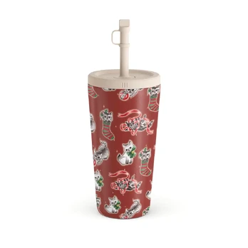 Merry Kitty - Travel Mug, 500 ml / Straw