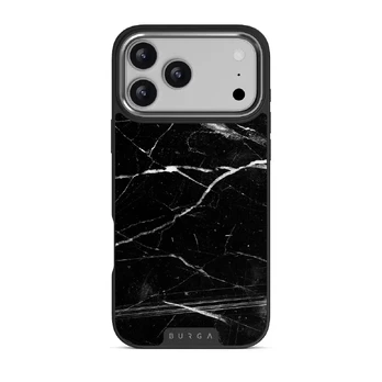 Noir Origin - Black Marble iPhone 17 Pro Max Case, Elite Dark (MagSafe) / Silver
