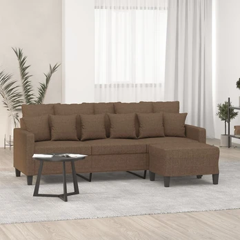 Trivietė sofa su pakoja, 180cm, audinys : Spalva - Ruda