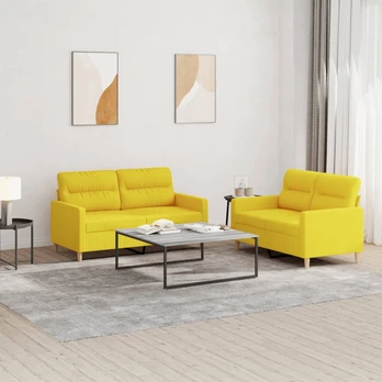 Sofa Sofos komplektas su pagalvėlėmis, 2 dalių, geltonas, audinys