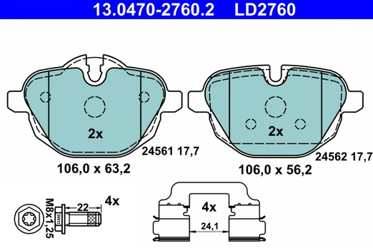 ATE 13.0470-2760.2 Brake pad set