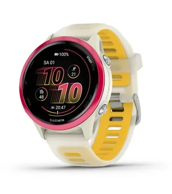 Garmin Forerunner® 570 išmanusis laikrodis | 42 mm | Raspberry Aluminium - Bone - Mango Band
