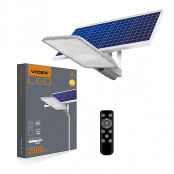 Saulės - solar gatvių apšvietimas LED 30W, 2500Lm, Videx
