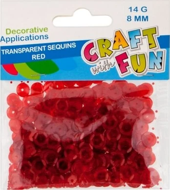 Skaidrūs blizgučiai 8 mm raudoni - Craft with Fun