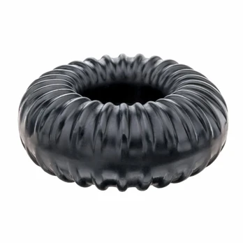 Perfect Fit Ribbed Ring Juodas - Flexible SilaSkin Comfort Ring