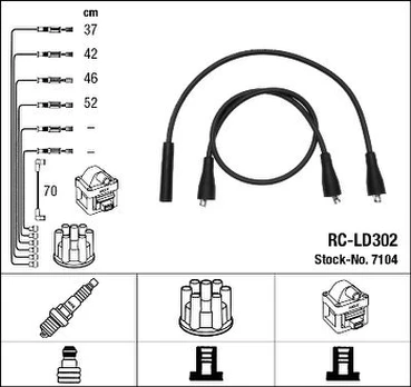 NGK 7104 Uždegimo laido komplektas