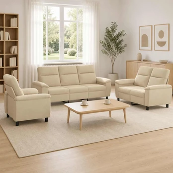 Sofa Sofos komplektas 3 vnt. Kreminė Audinys