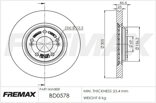Stabdžių diskas FREMAX BD-0578