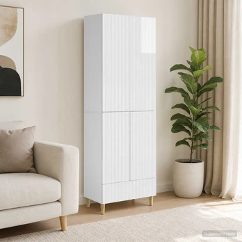Spintelė 2 pcs Itin blizgi balta 66 x 34,5 x 95 cm
