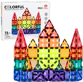 Lean Toys Magnetic Construction Blocks 3D Panels Creative STEM Colorful 73 pcs.