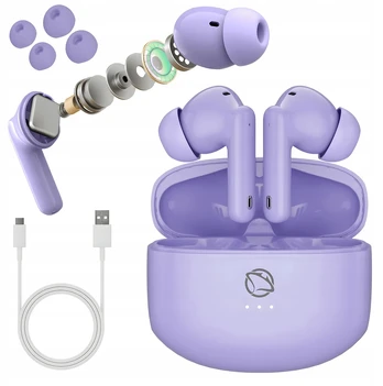 Belaidės ausinės Manta, violetinės