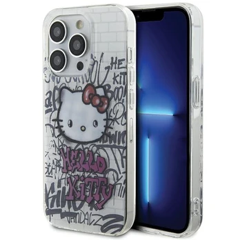 Hello Kitty IML Kitty On Bricks Graffiti dėklas iPhone 15 Pro Max - baltas