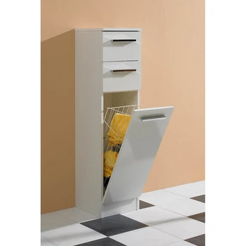 Vonios spintelė su skalbinių krepšeliu 335 balta