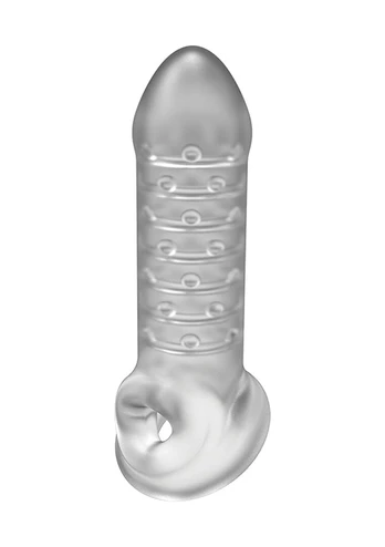 Doc Johnson OptiMALE plonas penio antgalis su sėklidžių dirželiu, 15 cm, skaidrus
