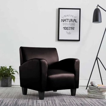 Fotelis Sofa-kėdė, tamsiai ruda, dirbtinė oda