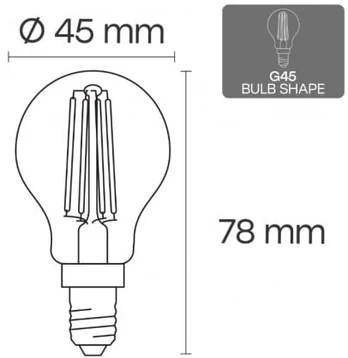 LED Filament bulb E14, G45, 4W, 520lm, 3000K, 360°