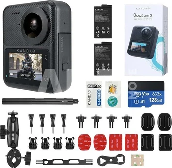 Kandao QooCam 3 360° Action Camera - Motorcycle Combo