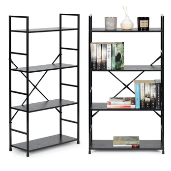 Modernhome Plati medinė knygų spinta su 4 lentynomis modernus LOFTAS