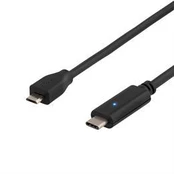 USB 2.0 kabelis, tipas CM - Micro BM, 0,5m, juodas DELTACO / USBC-1023