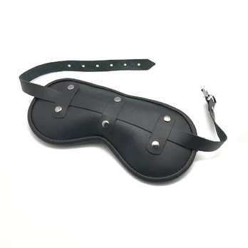 Red Leatherr Eye Mask Black - Adjustable Padded Model, 26x12 cm