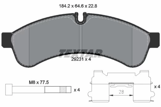 Stabdžių trinkelių rinkinys, diskinis stabdys TEXTAR 2923101