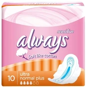 Higieniniai paketai Always Sensitive, Normal Plus, 10 vnt. kaina
