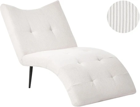 Sofa Beliani Šezlongas QUILLY velvetinis, kreminės spalvos
