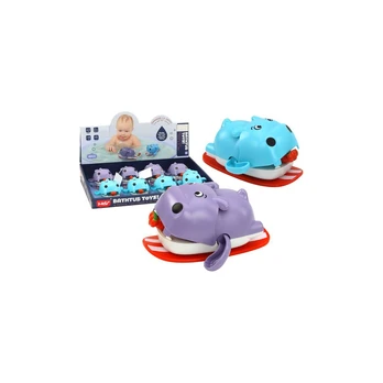 Lean Wind-up Bath Toy Floating Hippopotamus On A Board