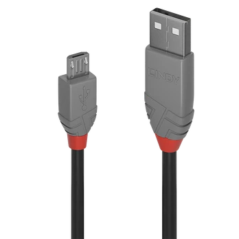 Kabelis USB Lindy USB-A - microUSB 2 m Pilka (36733)