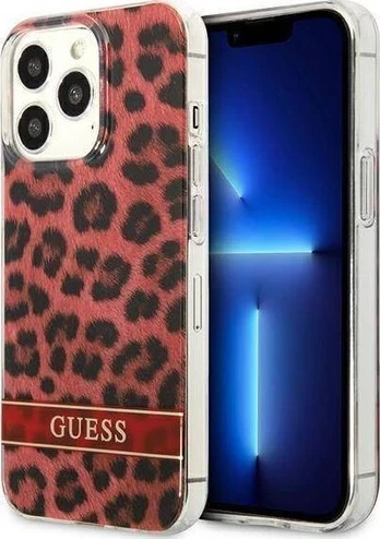 Dėklas Guess Leopard GUHCP13LHSLEOR iPhone 13 Pro Raudonas