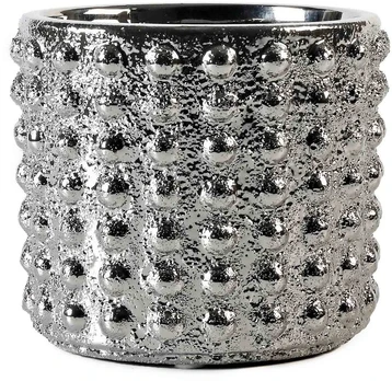 Pot&Deco Keraminis vazonas LIS, apvalus, sidabrinis, 14,5 x 13(A) cm