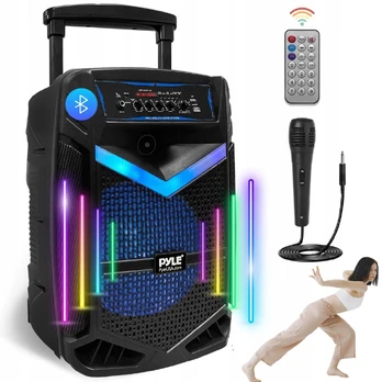Nešiojama Bluetooth PA kolonėlė Pyle su LED apšvietimu ir karaoke
