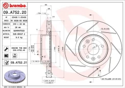 Stabdžių diskas BREMBO 09.A752.21 kaina