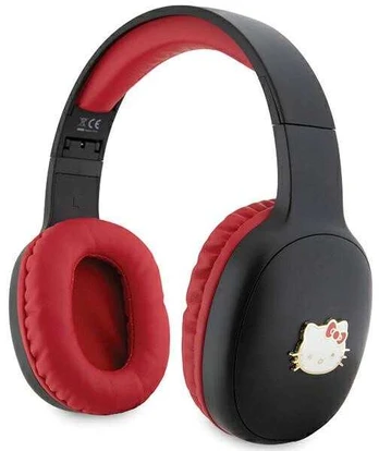 Dėklas Bluetooth ausinės - juodos Hello Kitty metalinis logotipas
