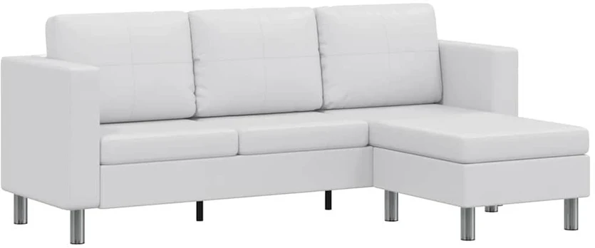 Fotelis Sofa, trivietė, dirbtinė oda, balta