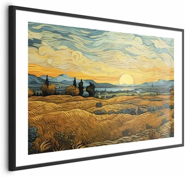Artgeist Plakatas - Impressionistic fields - painted golden landscape with fields of grain