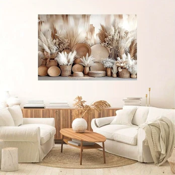 Boho pampas pluošto sienos dekoras, 104.9cm X 149.86cm