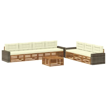 Lauko sofos komplektas 8 pcs Natūralus ir grietinėlė